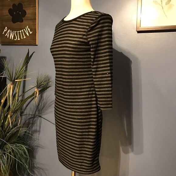 Express Gray Black Striped Sequin Dress - Small - Picture 9 of 9